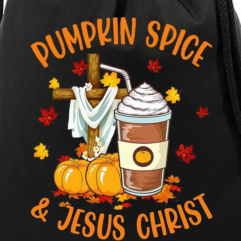 Funny Pumpkin Spice and Jesus Christ Coffee Gifts Drawstring Bag