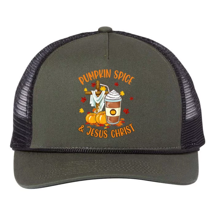 Funny Pumpkin Spice and Jesus Christ Coffee Gifts Retro Rope Trucker Hat Cap