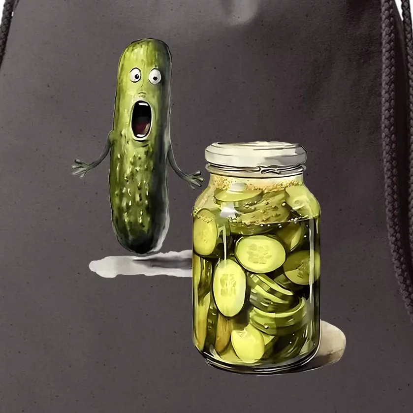 Funny Pickle Surprise A Cucumber And A Jar Of Sliced Pickles Gift Drawstring Bag