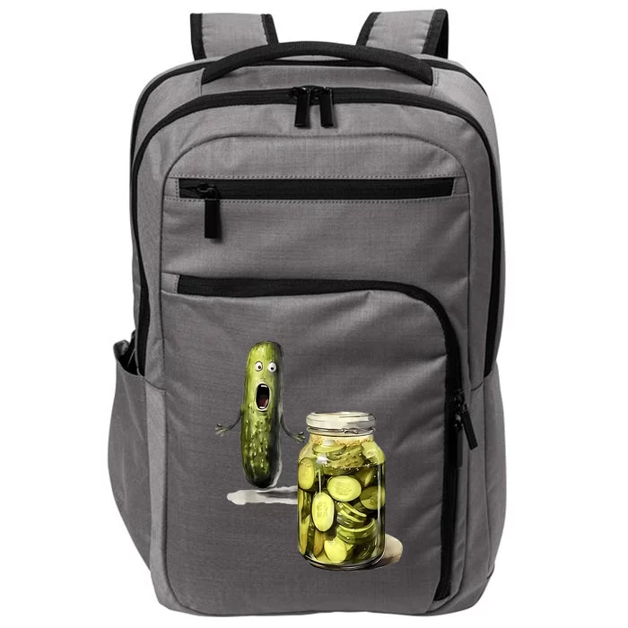 Funny Pickle Surprise A Cucumber And A Jar Of Sliced Pickles Gift Impact Tech Backpack