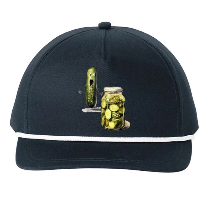 Funny Pickle Surprise A Cucumber And A Jar Of Sliced Pickles Gift Snapback Five-Panel Rope Hat