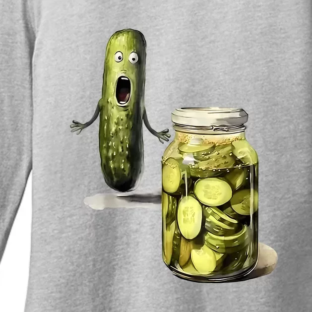 Funny Pickle Surprise A Cucumber And A Jar Of Sliced Pickles Gift Womens CVC Long Sleeve Shirt