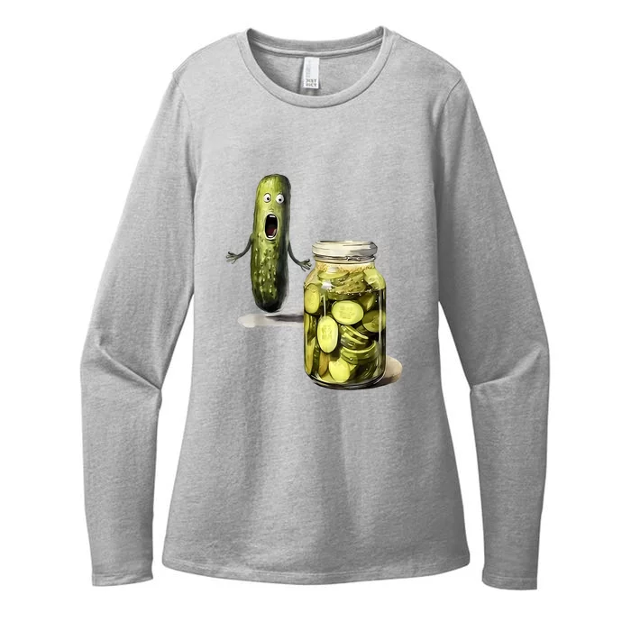 Funny Pickle Surprise A Cucumber And A Jar Of Sliced Pickles Gift Womens CVC Long Sleeve Shirt