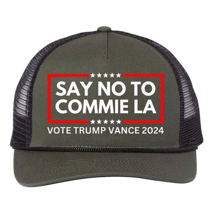 Funny Political Say No To Commie La Vote Trump Vance 2024 Retro Rope Trucker Hat Cap