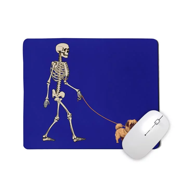 Funny Pekingese Skeleton Dog Walking Halloween Dog Mousepad