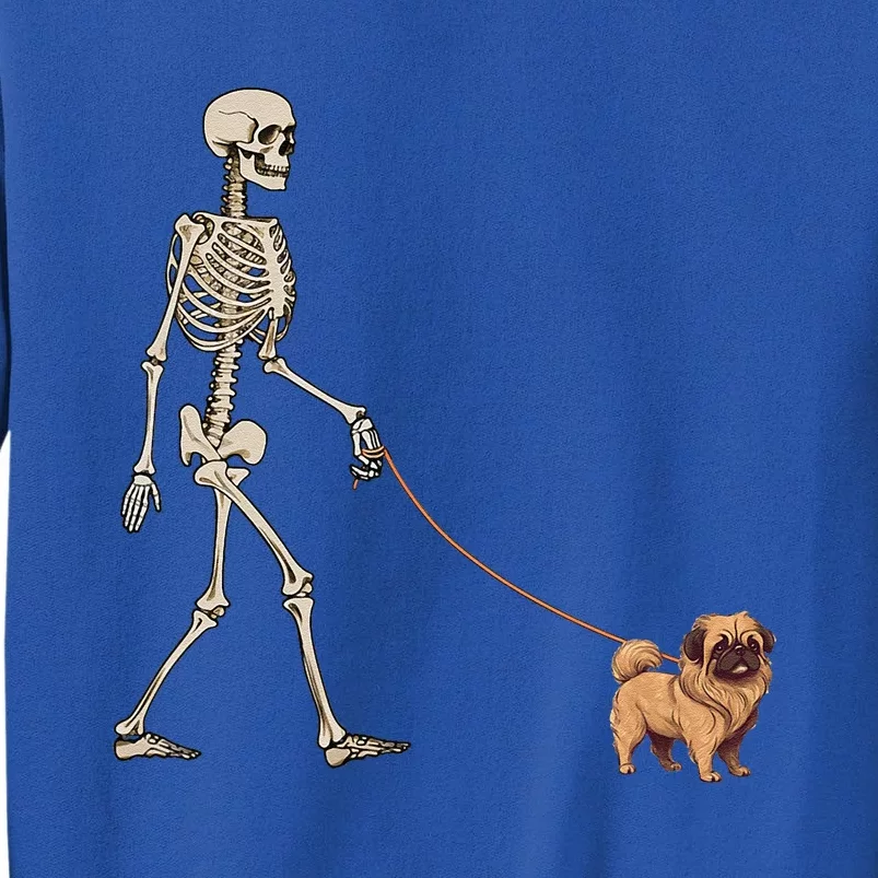 Funny Pekingese Skeleton Dog Walking Halloween Dog Tall Sweatshirt