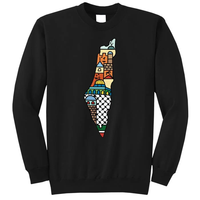 Free Palestine Stand For Peace In The Middle East Flag Tall Sweatshirt