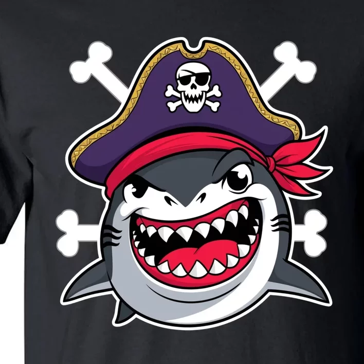 Funny Pirate Shark Crossbones Halloween Costume Tall T-Shirt