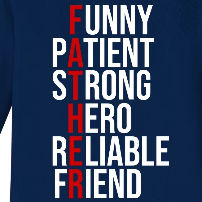 Father Patient Strong Hero Definition Dad Gift Baby Long Sleeve Bodysuit