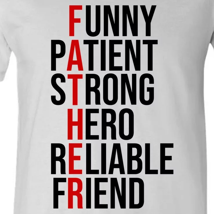 Father Patient Strong Hero Definition Dad Gift V-Neck T-Shirt