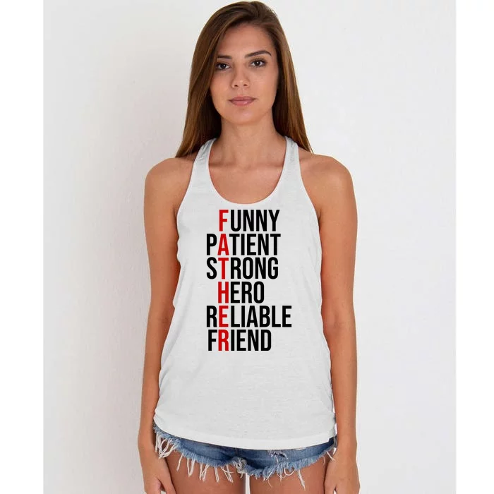 Father Patient Strong Hero Definition Dad Gift Women's Knotted Racerback Tank