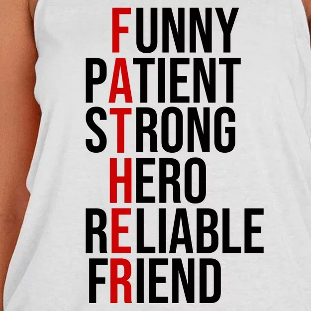 Father Patient Strong Hero Definition Dad Gift Women's Knotted Racerback Tank