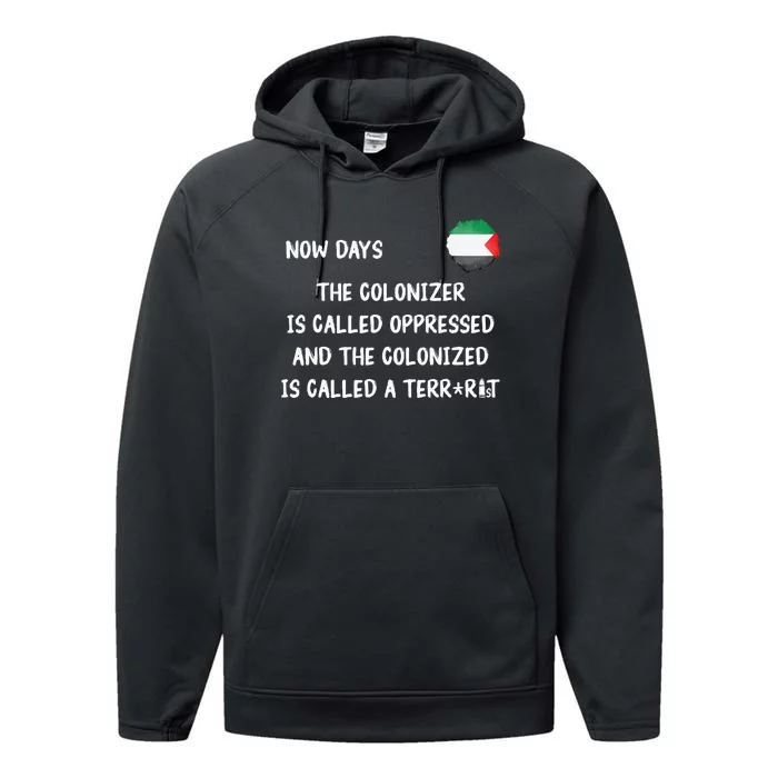 Free Palestine Support Middle East Peace Performance Fleece Hoodie