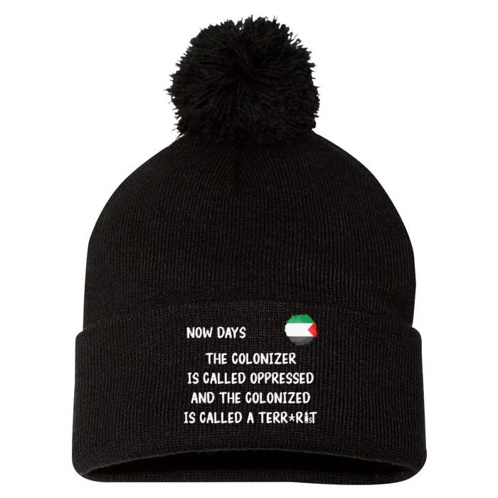 Free Palestine Support Middle East Peace Pom Pom 12in Knit Beanie