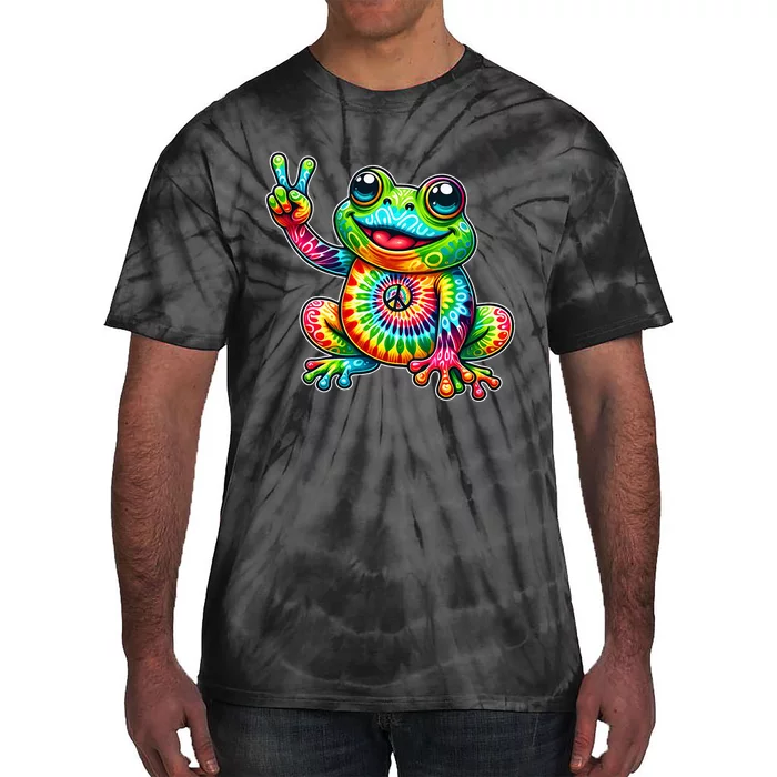 Frog Peace Sign Tie Dye Hippie Tie-Dye T-Shirt