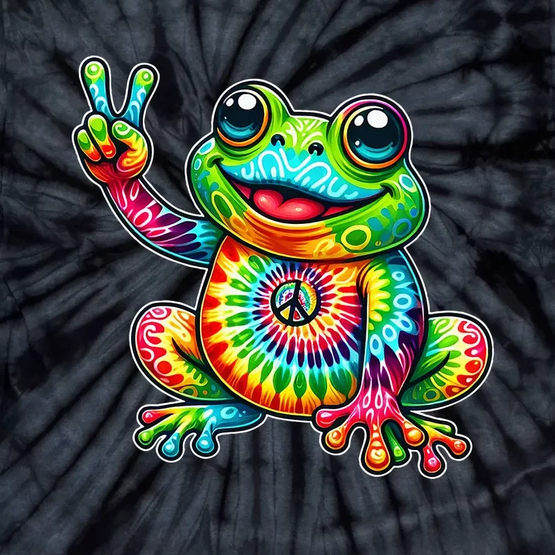 Frog Peace Sign Tie Dye Hippie Tie-Dye T-Shirt