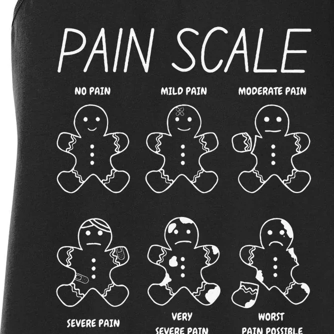 Funny Pain Scale Gingerbread Rn Trauma Nurse Merry Christmas Women's Racerback Tank