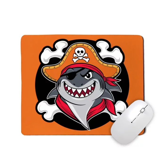 Funny Pirate Shark Crossbones Halloween Mousepad