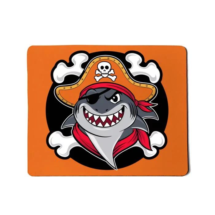 Funny Pirate Shark Crossbones Halloween Mousepad