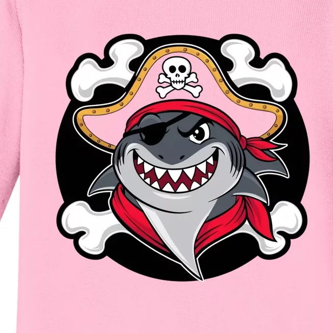 Funny Pirate Shark Crossbones Halloween Baby Long Sleeve Bodysuit