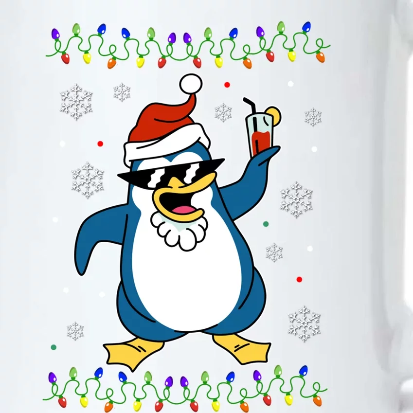 Funny Penguin Santa Hat Xfunny Giftmas Pajama Funny Christmas Penguin Gift Black Color Changing Mug