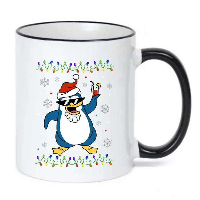 Funny Penguin Santa Hat Xfunny Giftmas Pajama Funny Christmas Penguin Gift Black Color Changing Mug