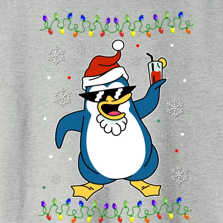 Funny Penguin Santa Hat Xfunny Giftmas Pajama Funny Christmas Penguin Gift Women's Crop Top Tee