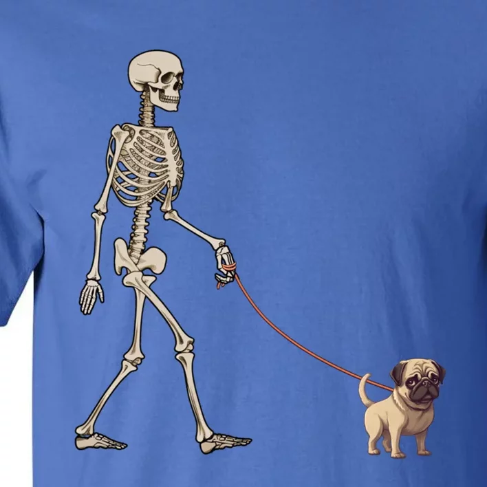 Funny Pug Skeleton Dog Walking Halloween Cool Gift Tall T-Shirt