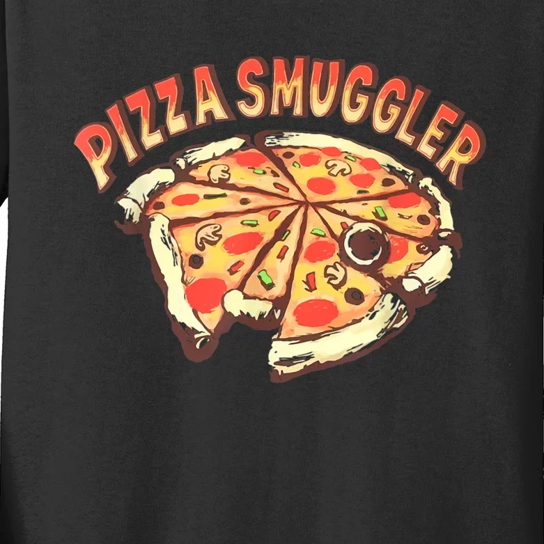 Funny Pizza Smuggler Gift For Pizza Lovers Kids Long Sleeve Shirt