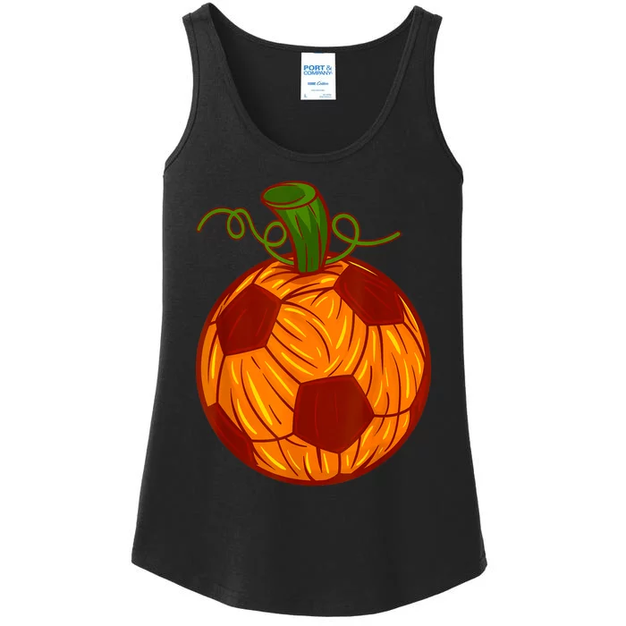 Funny Pumpkin Soccer Ball Halloween Ladies Essential Tank