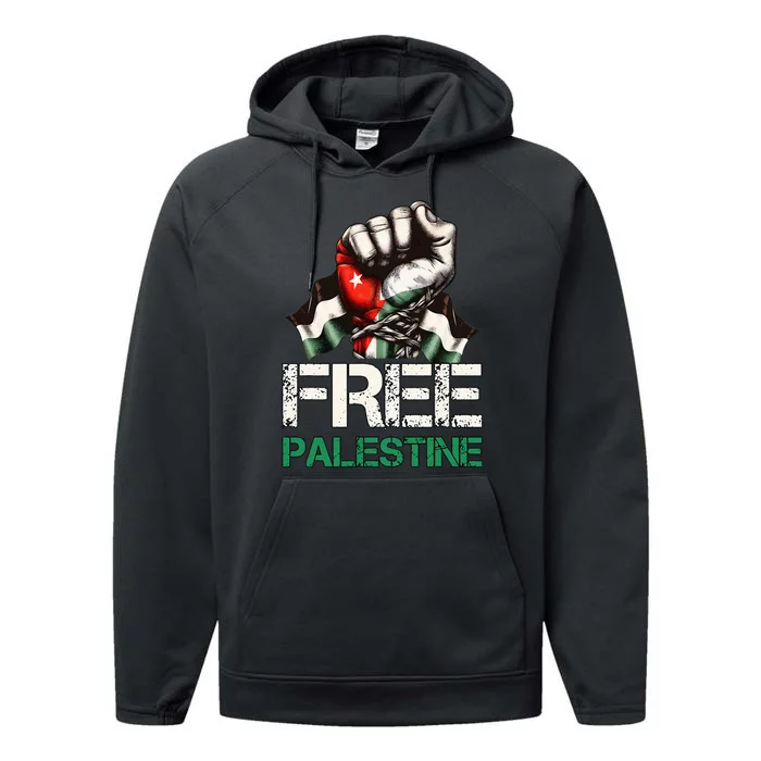 Free Palestine Save Gaza Strip Palestine Flag Performance Fleece Hoodie