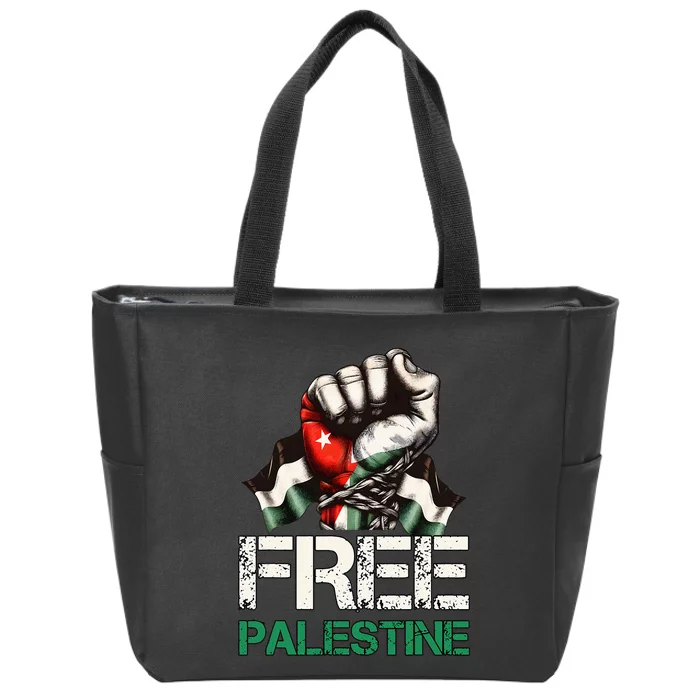 Free Palestine Save Gaza Strip Palestine Flag Zip Tote Bag