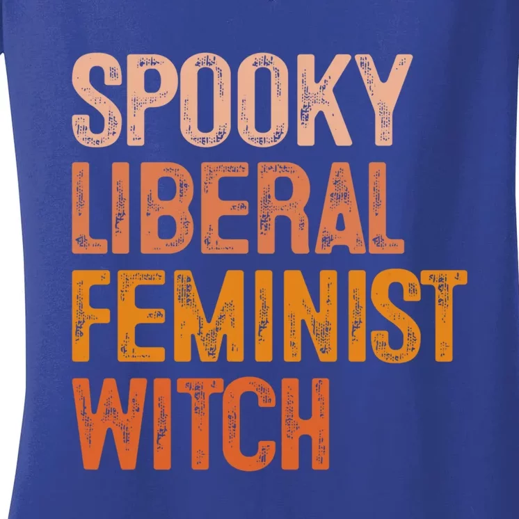 Fall Pumpkins Spooky Liberal Feminist Witch Halloween Season Gift Women's V-Neck T-Shirt