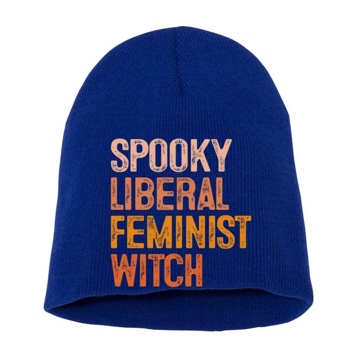 Fall Pumpkins Spooky Liberal Feminist Witch Halloween Season Gift Short Acrylic Beanie