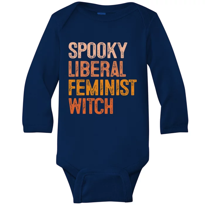 Fall Pumpkins Spooky Liberal Feminist Witch Halloween Season Gift Baby Long Sleeve Bodysuit