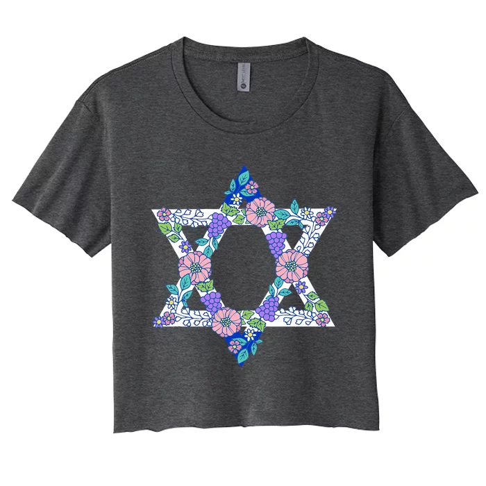 Floral Peace Sign Isreal Women's Crop Top Tee