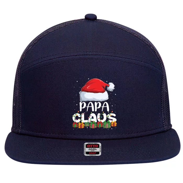 Funny Papa Santa Claus Christmas Pajamas Family Matching Gift 7 Panel Mesh Trucker Snapback Hat