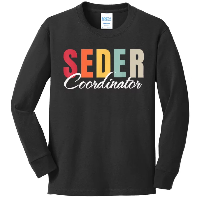 Funny Passover Seder Coordinator Jewish Passover Leader Kids Long Sleeve Shirt