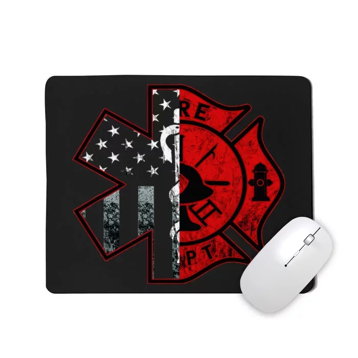 Firefighter Paramedic Symbol American Flag Fireman Fire Mousepad