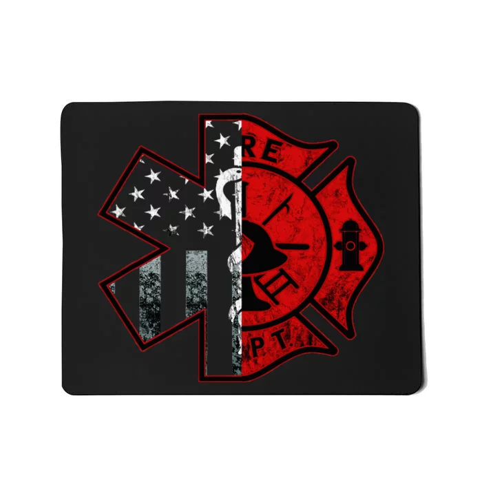 Firefighter Paramedic Symbol American Flag Fireman Fire Mousepad