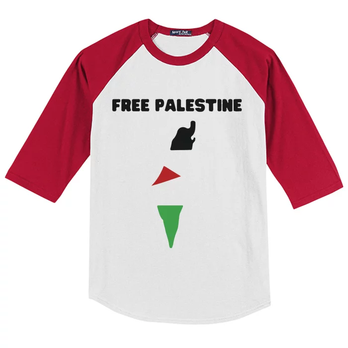 Free Palestine Save Palestine Stand With Palestine Kids Colorblock Raglan Jersey