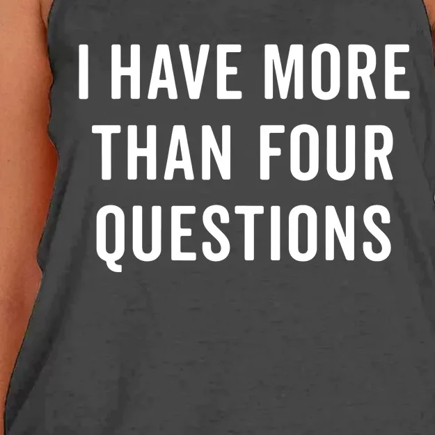 Funny Passover Seder I Have More Than Four Questions Women's Knotted Racerback Tank