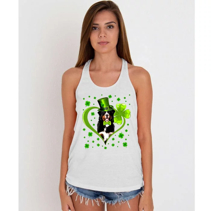 Funny Puppy Shamrock Bernese Mountain Dog St Patricks Day Premium Women's Knotted Racerback Tank