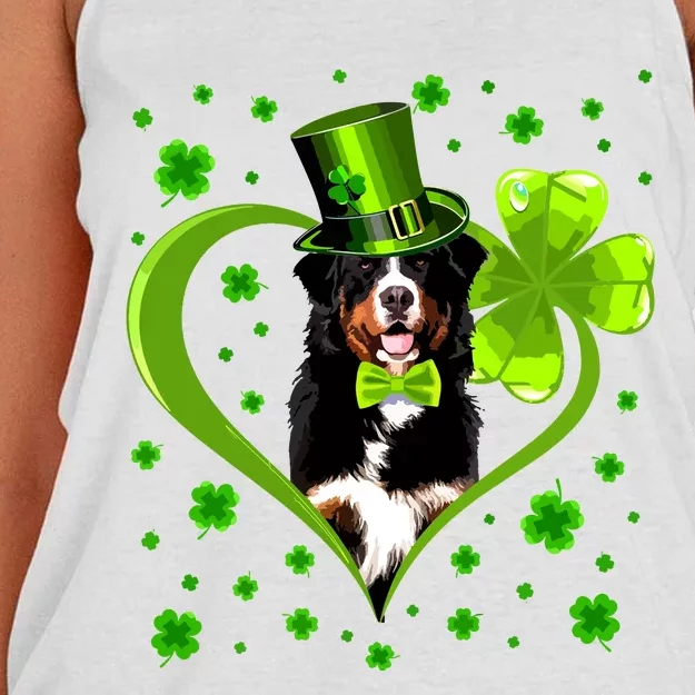 Funny Puppy Shamrock Bernese Mountain Dog St Patricks Day Premium Women's Knotted Racerback Tank