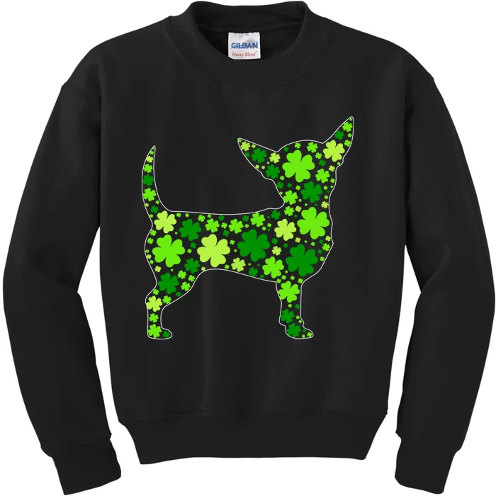 Funny Puppy Shamrock Chihuahua Dog St Patricks Day Kids Sweatshirt