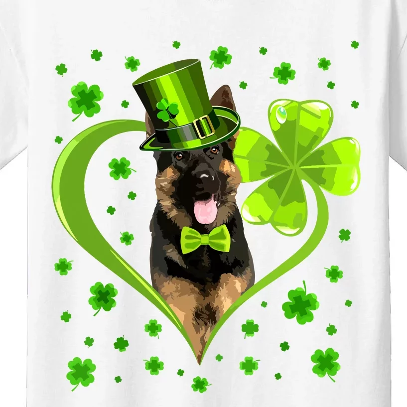 Funny Puppy Shamrock German Shepherd Dog St Patricks Day Kids T-Shirt