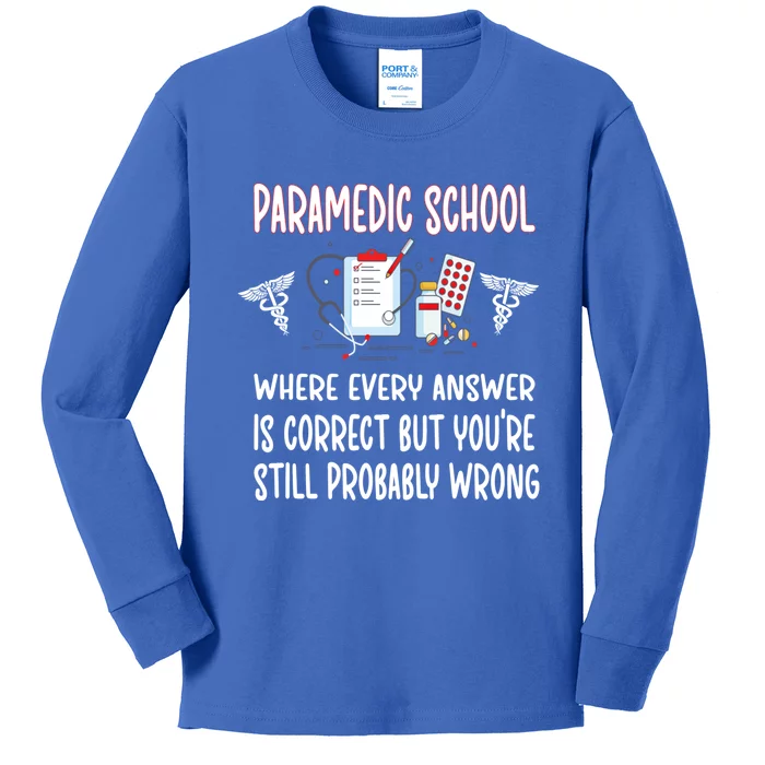 Funny Paramedic School Future Emt Student Emt School Gift Kids Long Sleeve Shirt