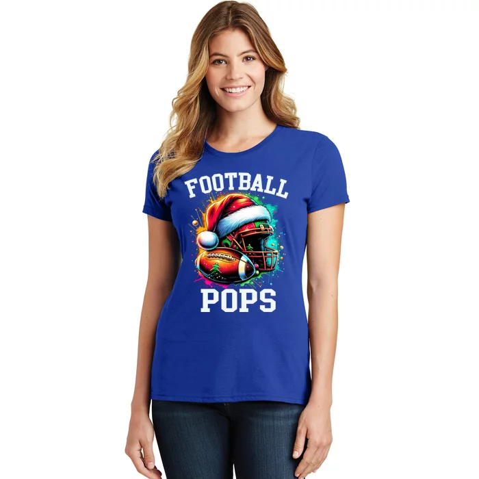 Football Pops Santa Hat Christmas Colorful Gift Women's T-Shirt