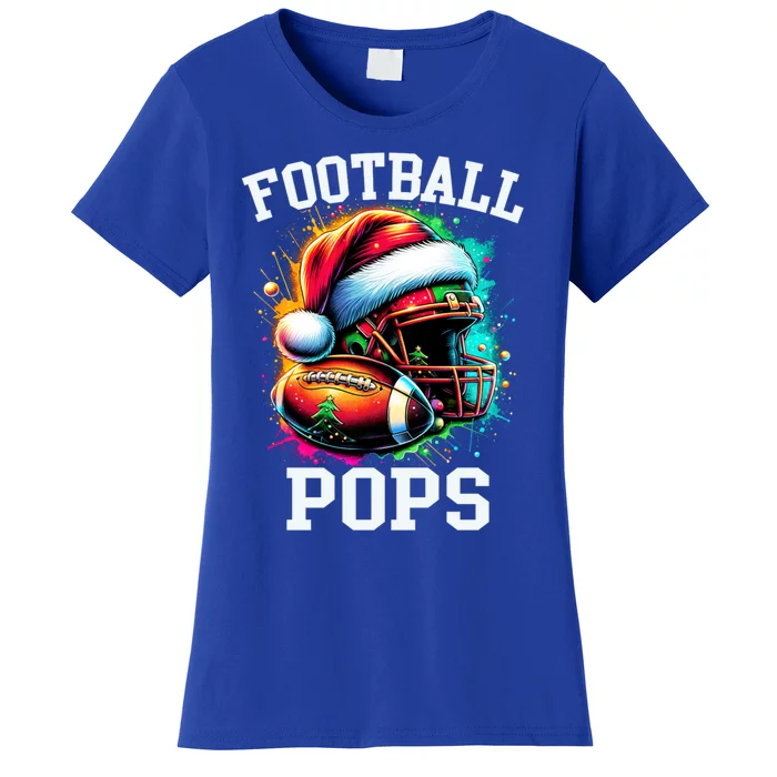 Football Pops Santa Hat Christmas Colorful Gift Women's T-Shirt