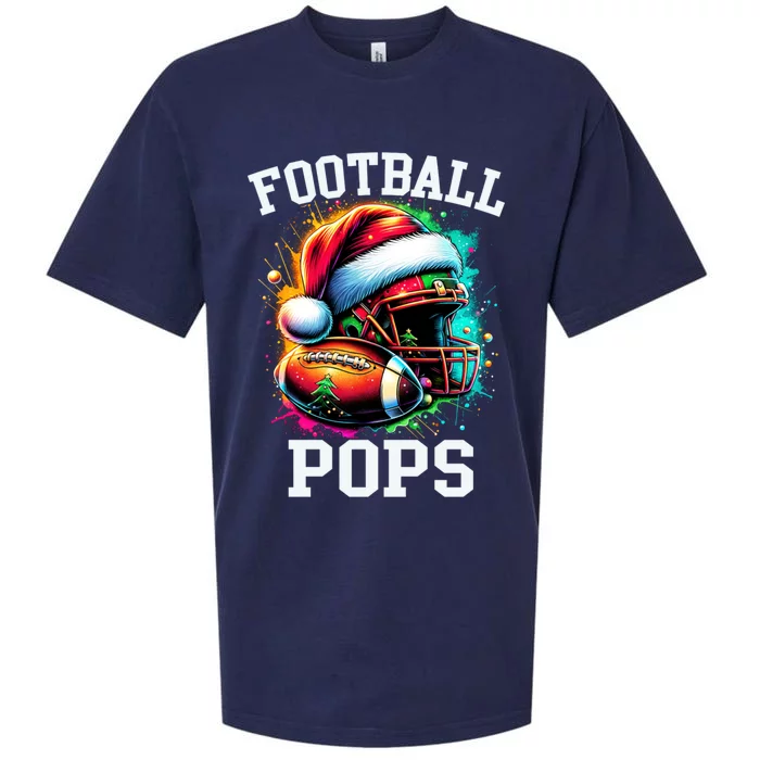 Football Pops Santa Hat Christmas Colorful Gift Sueded Cloud Jersey T-Shirt